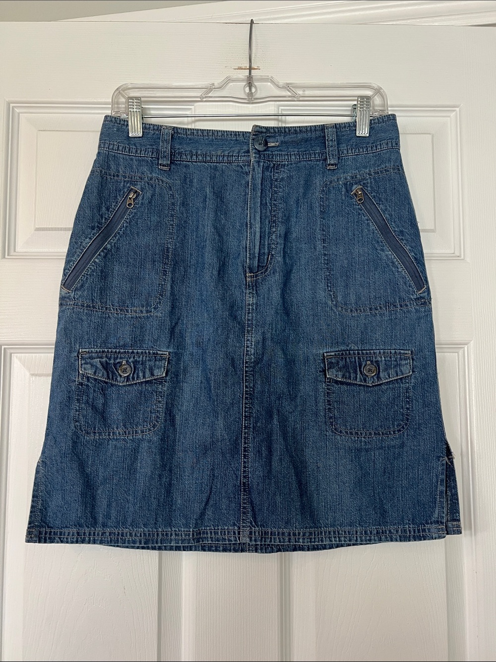 Columbia Denim Cargo Pocket A-Line Skirt - Blue
